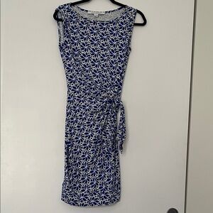 Diane Von Furstenberg Blue and White Floral Midi Dress